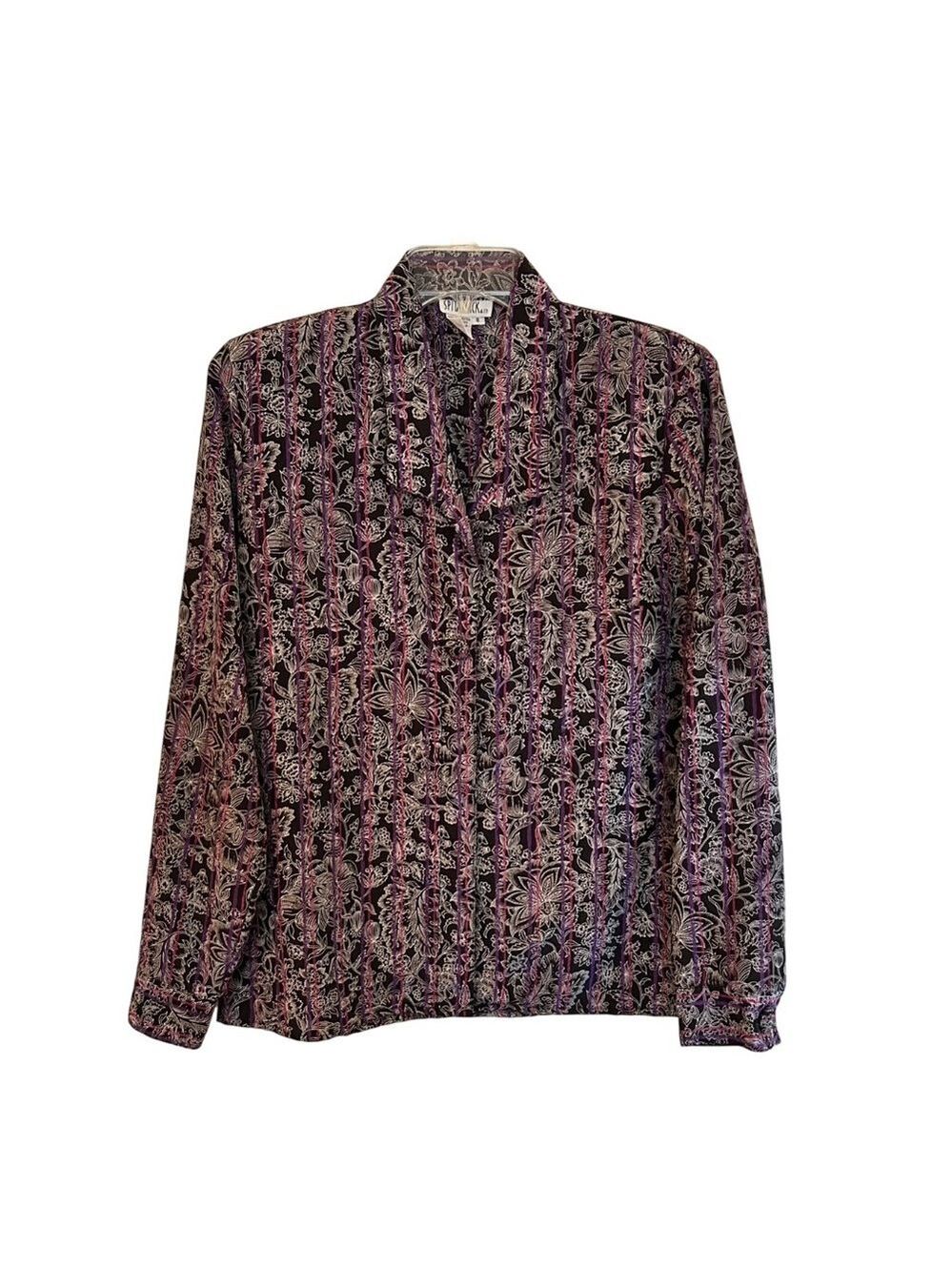 Vintage Spitalnick Toyobo Fabric Long Sleeve Button Front Blouse Sz 8